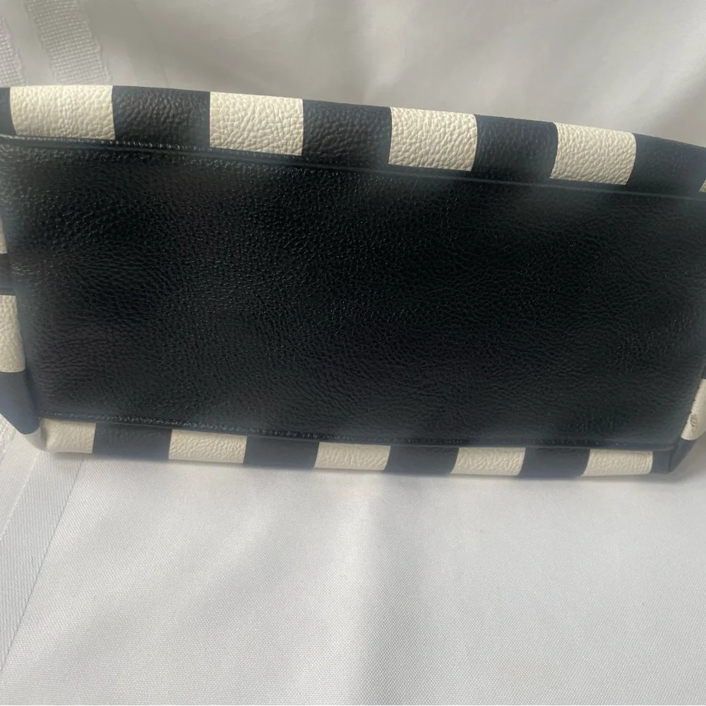 Betsy Johnson B & W polka dot with stripes cosmetic bag